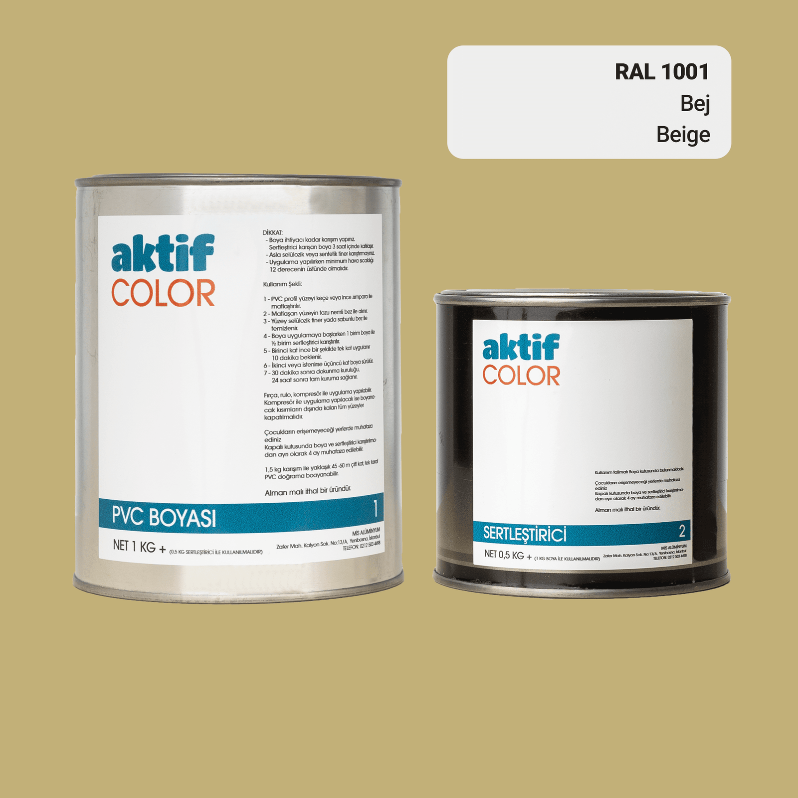 Aktif Color | PVC Pimapen Boyası | RAL 1001 | Bej | 1.5 Kg