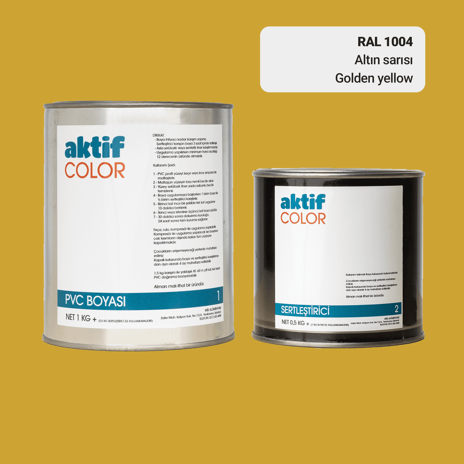 Aktif Color | PVC Pimapen Boyası | RAL 1004 | Altın Sarısı | 1.5 Kg