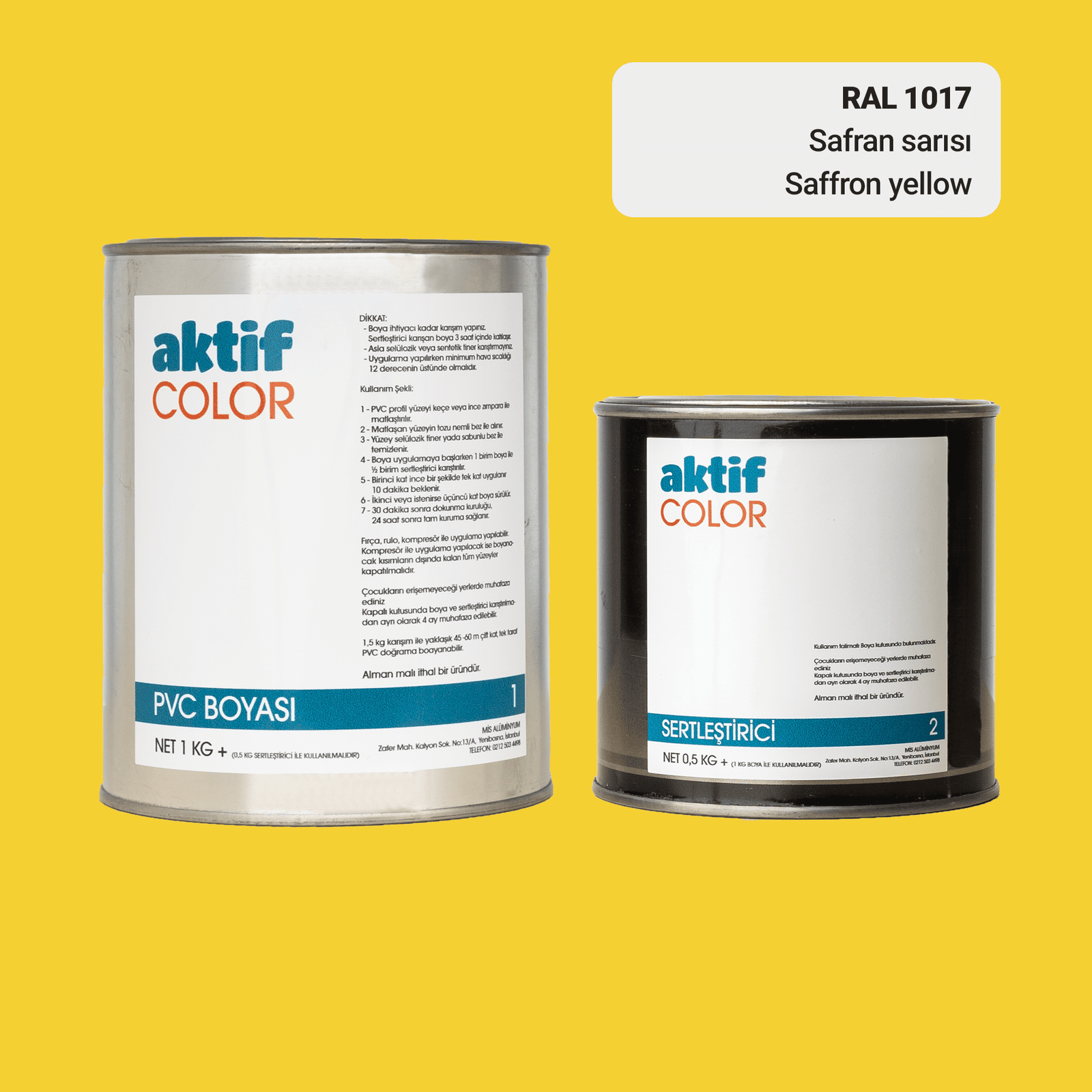 Aktif Color | PVC Pimapen Boyası | RAL 1017 | Safran Sarısı | 1.5 Kg