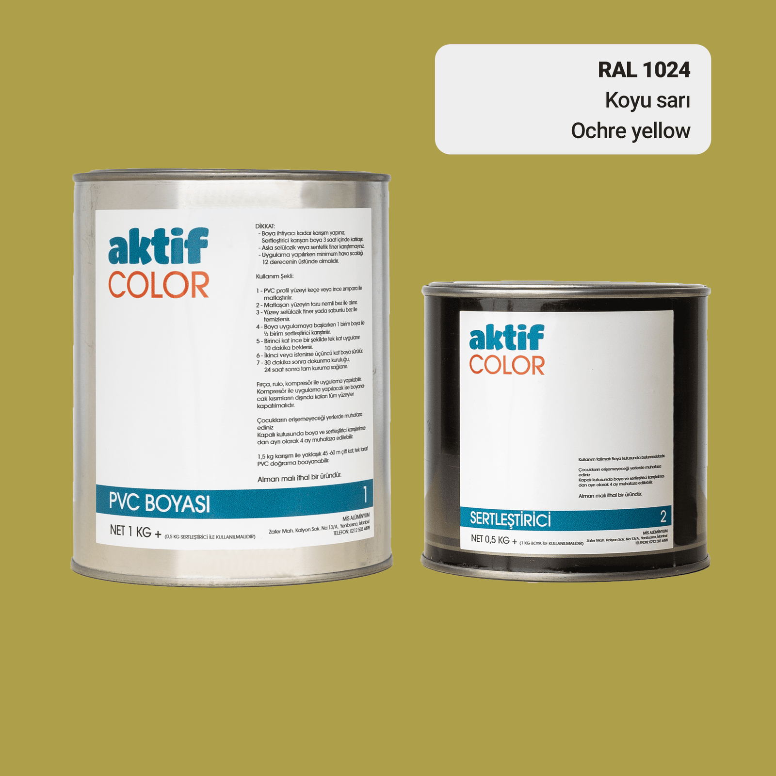 Aktif Color | PVC Pimapen Boyası | RAL 1024 | Koyu Sarı | 1.5 Kg