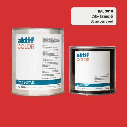 Aktif Color | PVC Pimapen Boyası | RAL 3018 | Çilek Kırmızısı | 1.5 Kg