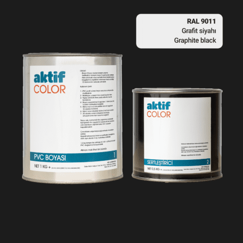 Aktif Color | PVC Pimapen Boyası | RAL 9011 | Grafit Siyahı | 1.5 Kg
