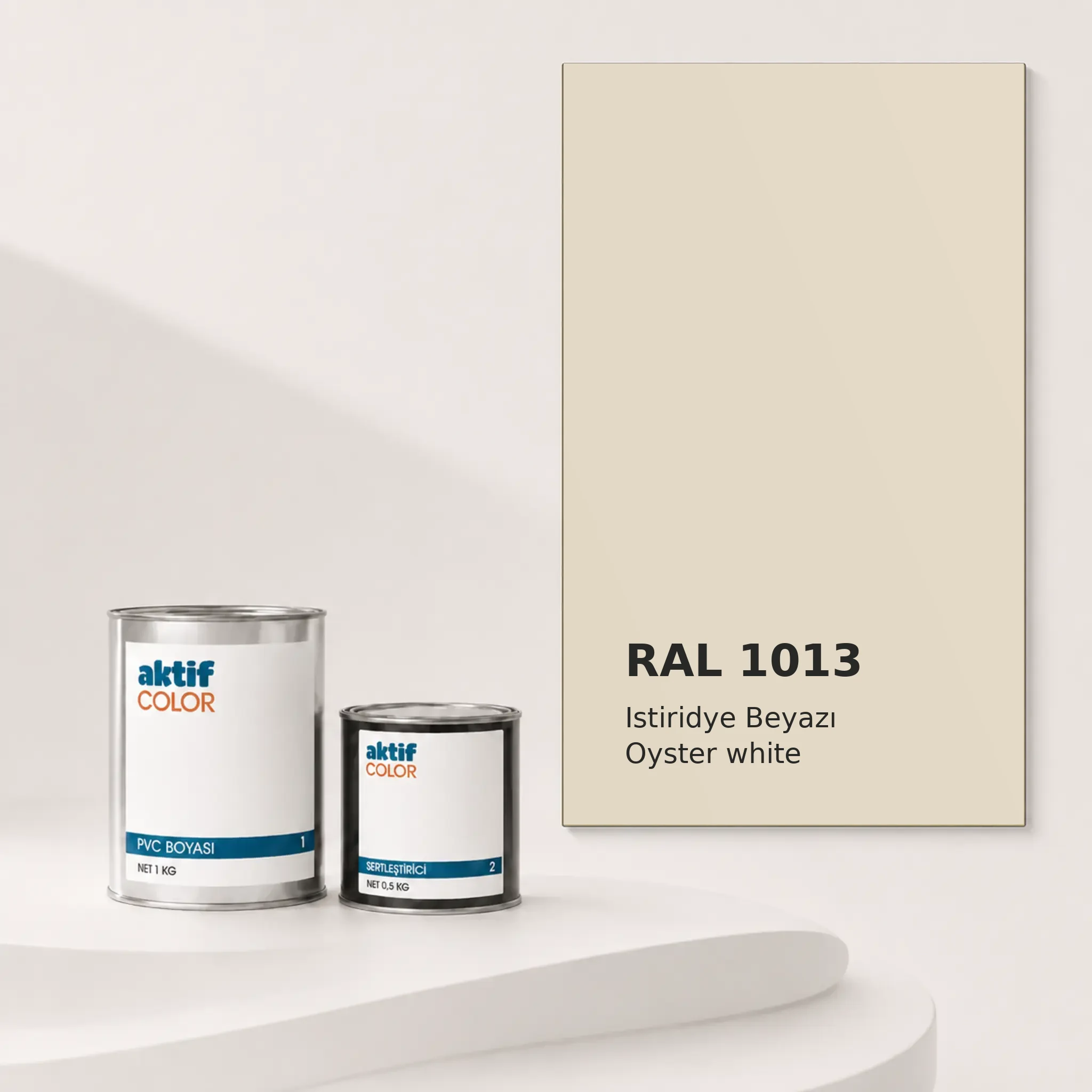 RAL 1013 İstiridye Beyazı PVC boyası, sertleştirici ve renk kartı