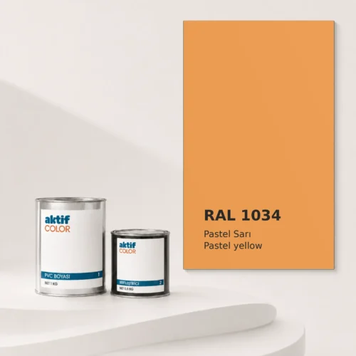 RAL 1034 Pastel Sarı PVC boyası, sertleştirici ve renk kartı
