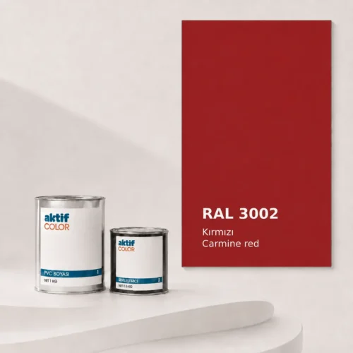 RAL 3002 Kırmızı PVC boyası, sertleştirici ve renk kartı