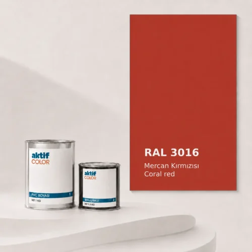 RAL 3016 Mercan Kırmızısı PVC boyası, sertleştirici ve renk kartı