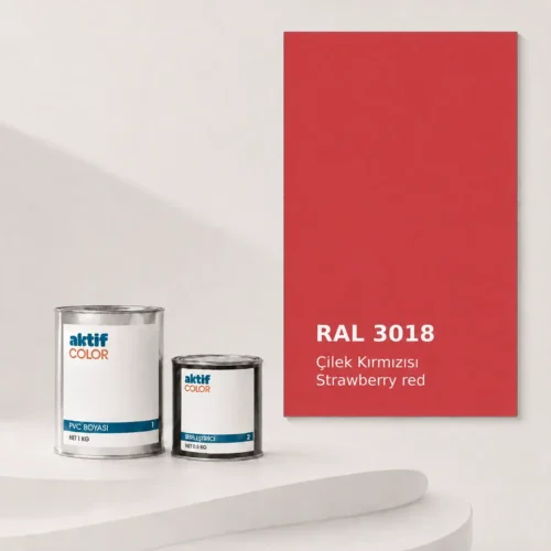 RAL 3018 Çilek Kırmızısı PVC boyası, sertleştirici ve renk kartı