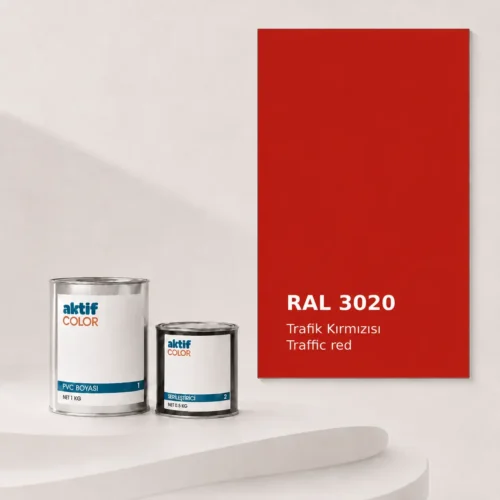 RAL 3020 Trafik Kırmızısı PVC boyası, sertleştirici ve renk kartı