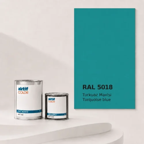 RAL 5018 Turkuaz Mavisi PVC boyası, sertleştirici ve renk kartı