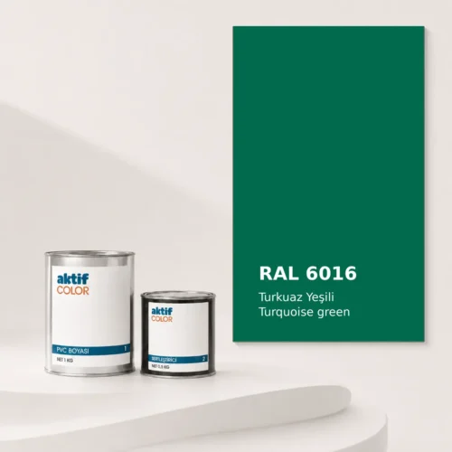 RAL 6016 Turkuaz Yeşili PVC boyası, sertleştirici ve renk kartı