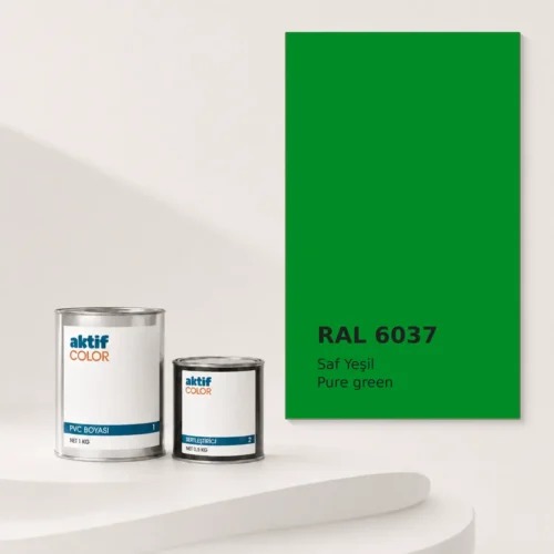 RAL 6037 Saf Yeşil PVC boyası, sertleştirici ve renk kartı