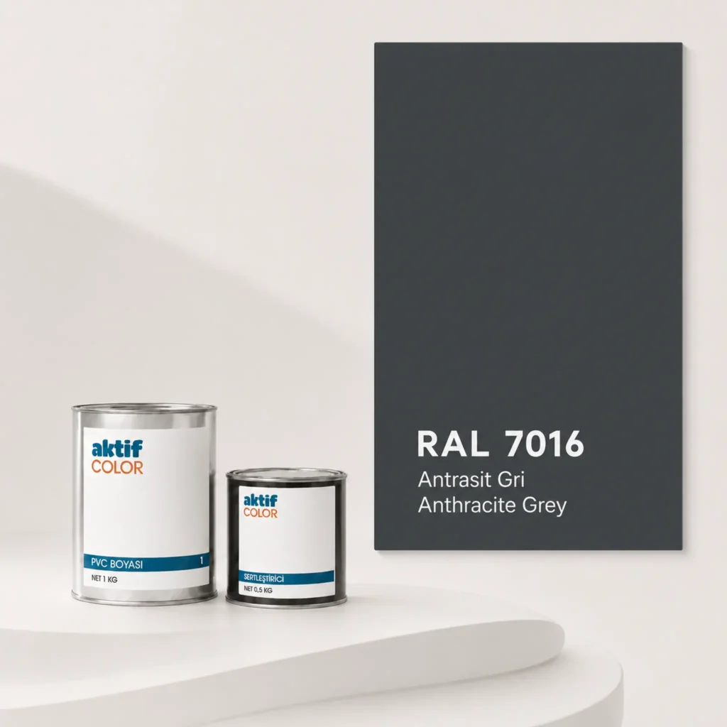 RAL 7016 Antrasit Gri PVC boyası, sertleştirici ve renk kartı