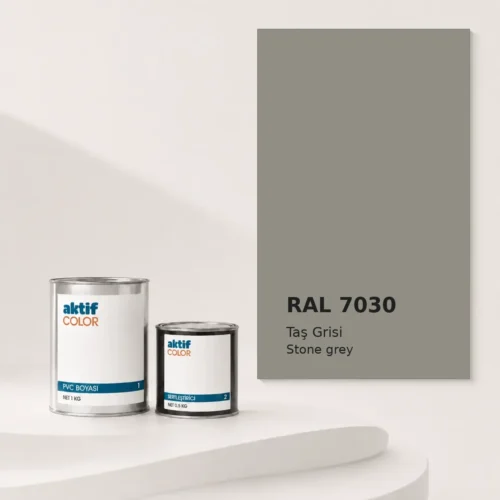 RAL 7030 Taş Grisi PVC boyası, sertleştirici ve renk kartı