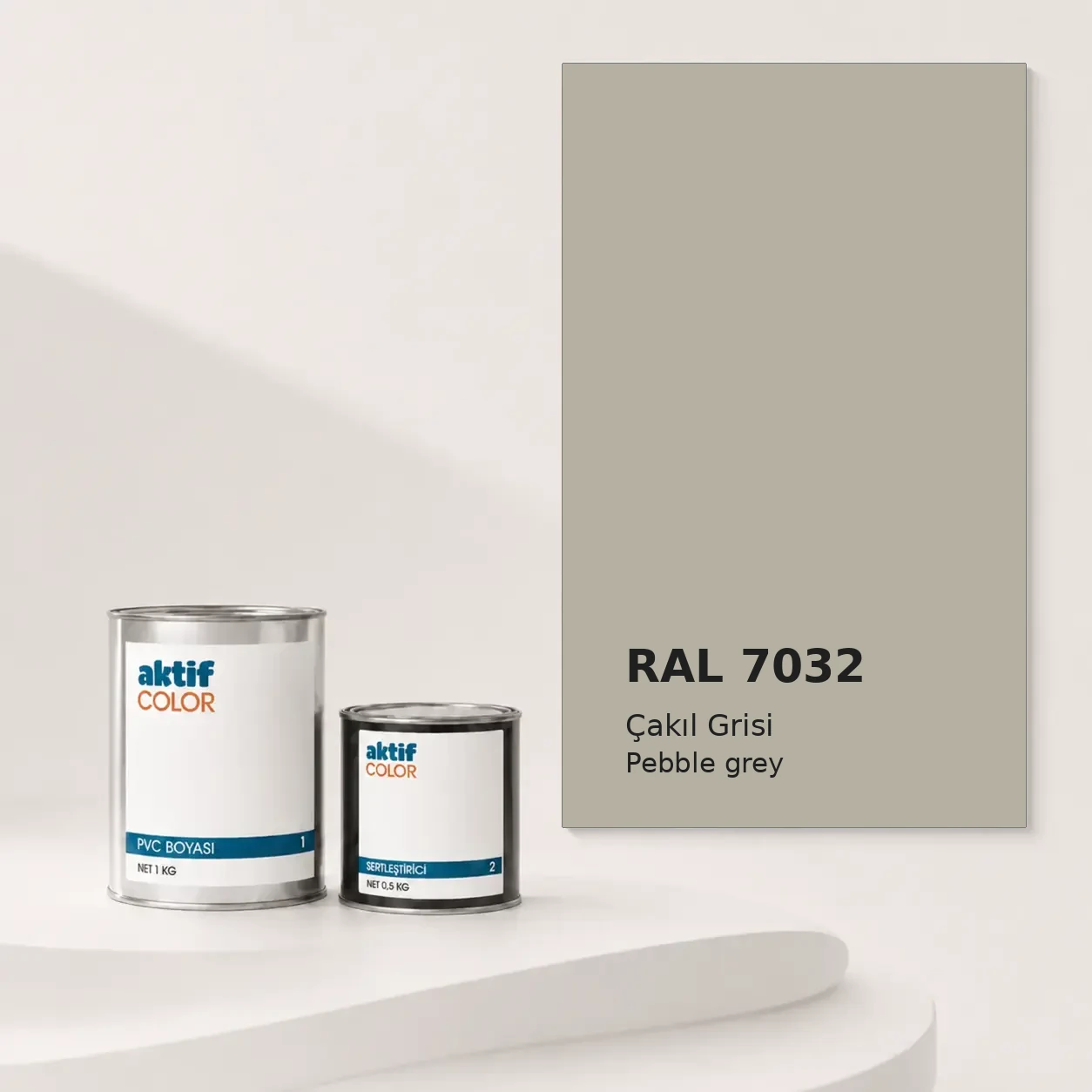 RAL 7032 Çakıl Grisi PVC boyası, sertleştirici ve renk kartı