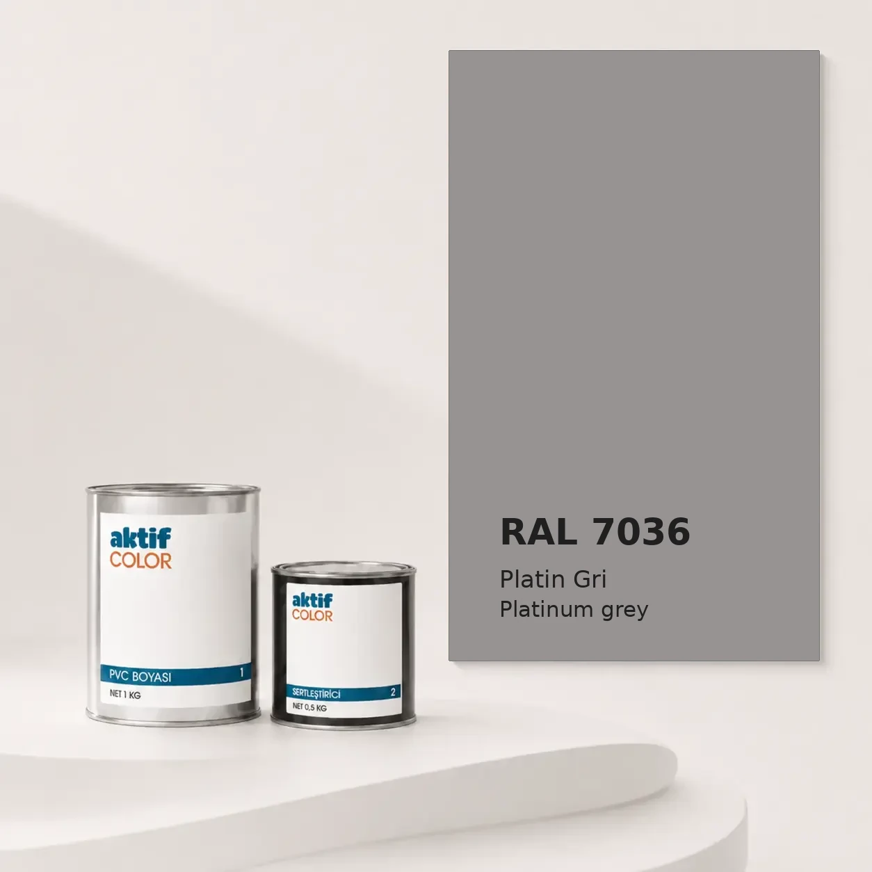 RAL 7036 Platin Gri PVC boyası, sertleştirici ve renk kartı