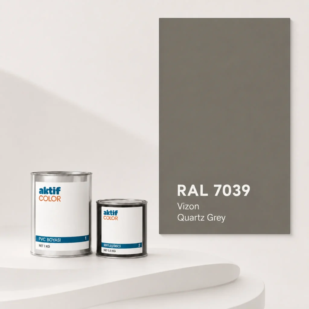 RAL 7039 Kuvars Grisi PVC boyası, sertleştirici ve renk kartı