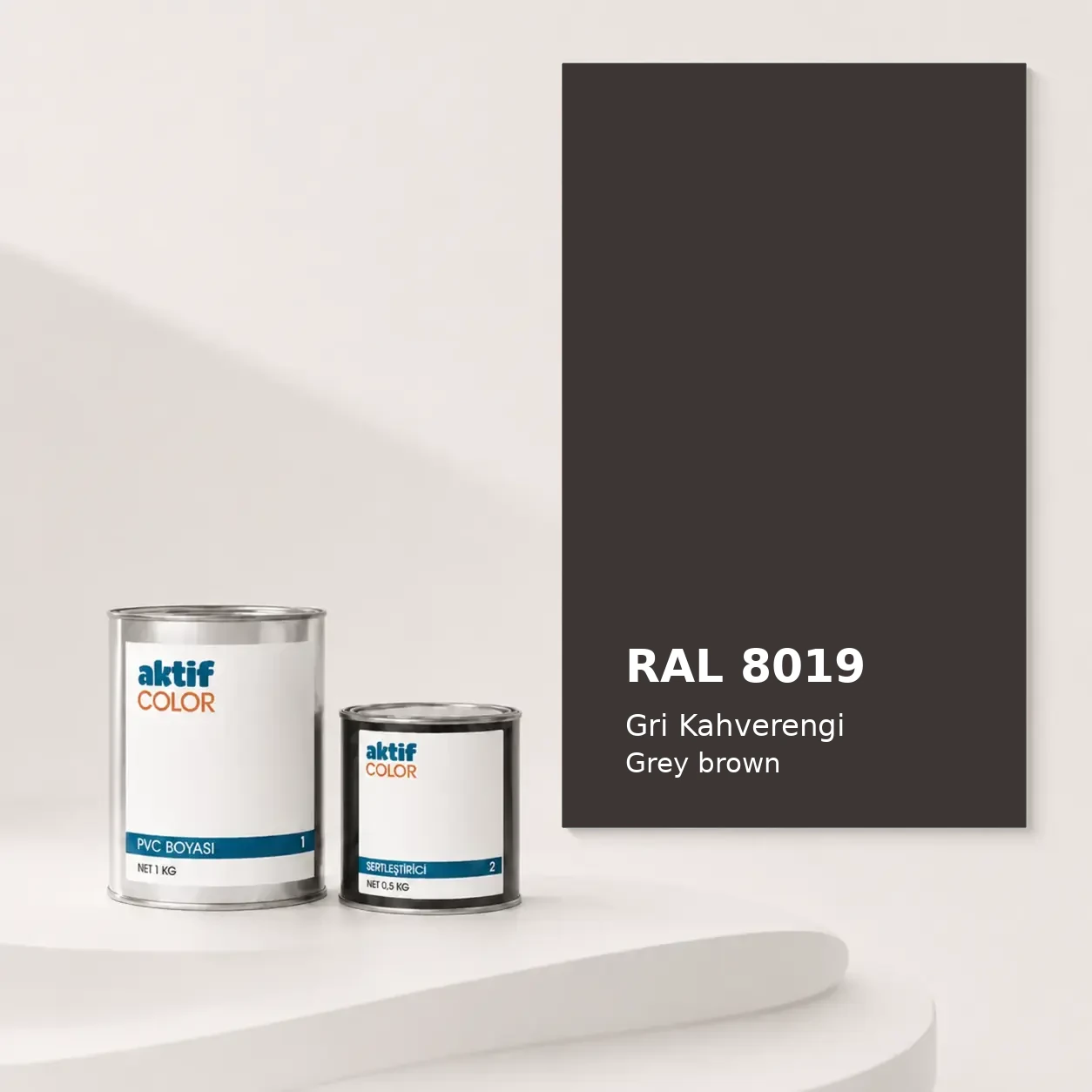 RAL 8019 Gri Kahverengi PVC boyası, sertleştirici ve renk kartı