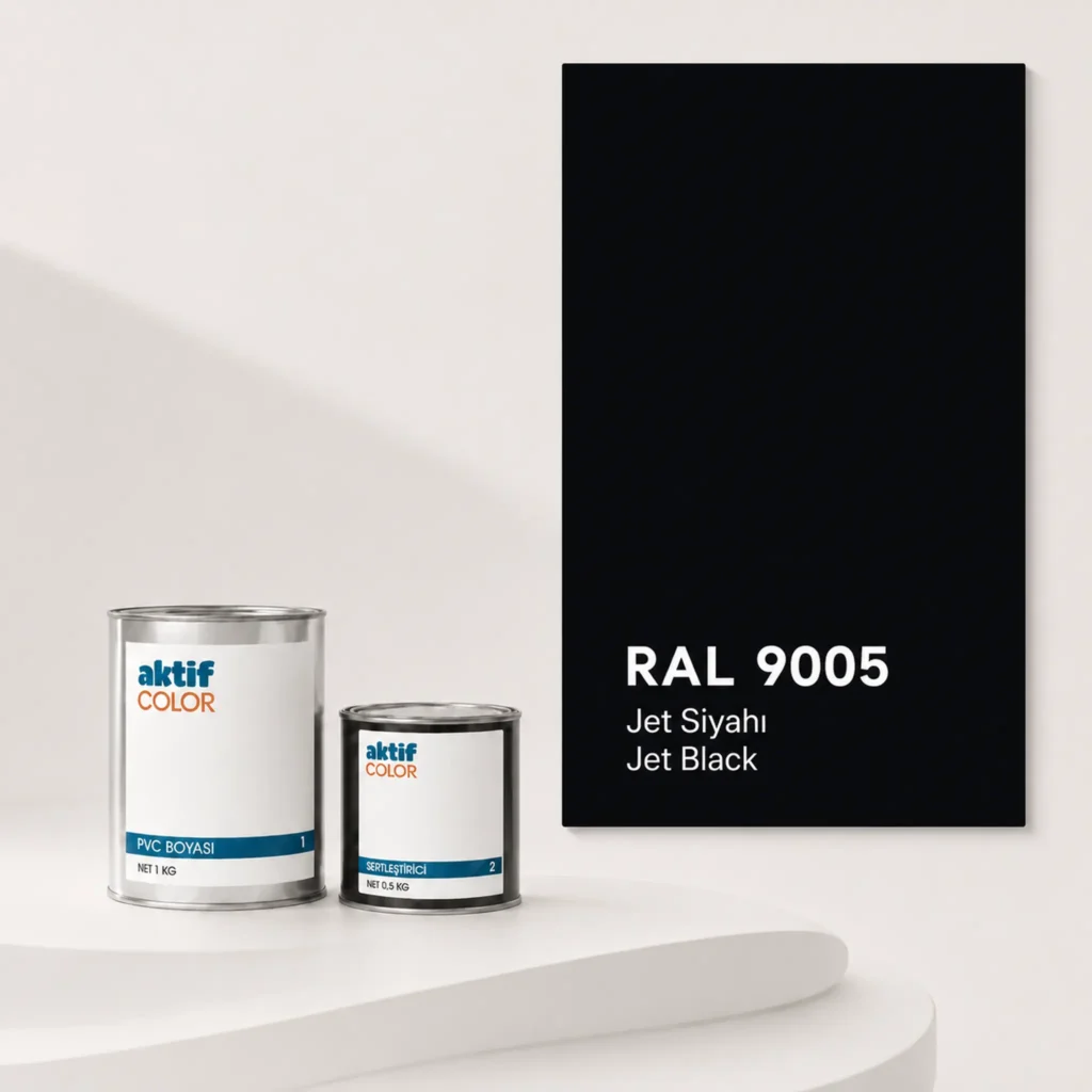 RAL 9005 Jet Siyahı PVC boyası, sertleştirici ve renk kartı
