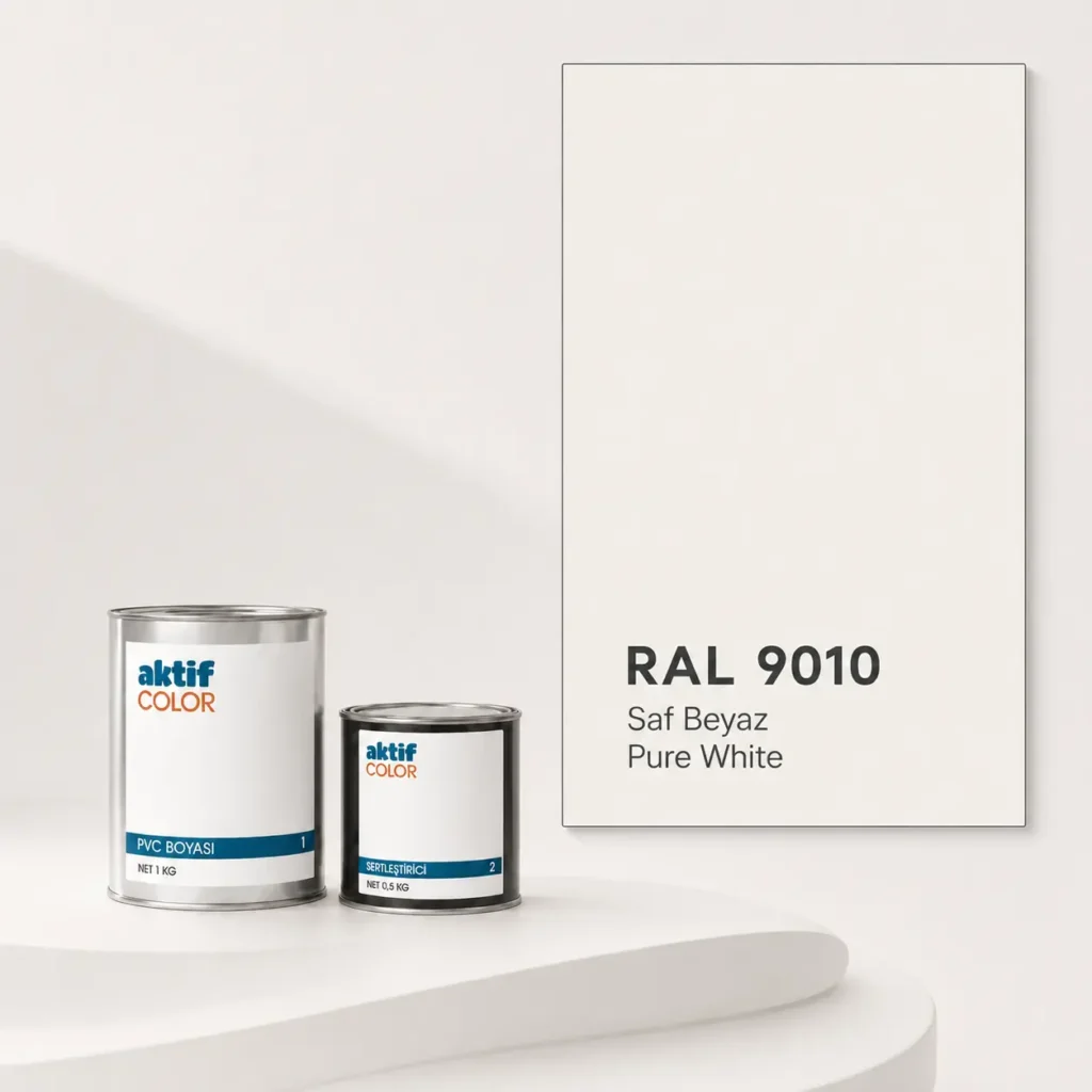 RAL 9010 Saf Beyaz PVC boyası, sertleştirici ve renk kartı