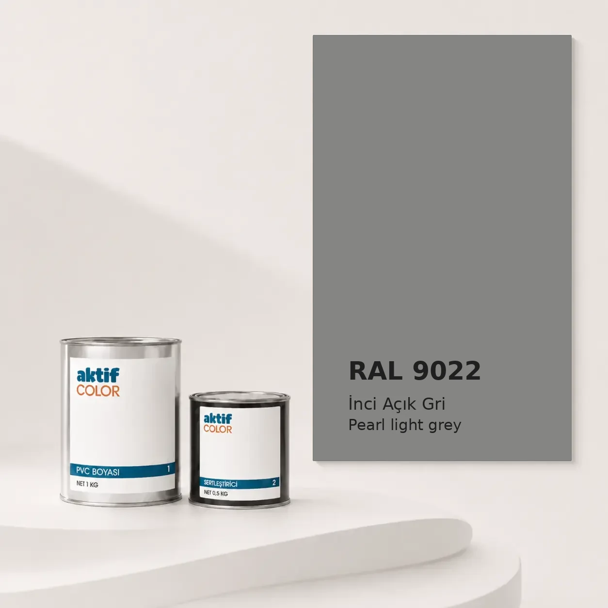 RAL 9022 İnci Açık Gri PVC boyası, sertleştirici ve renk kartı