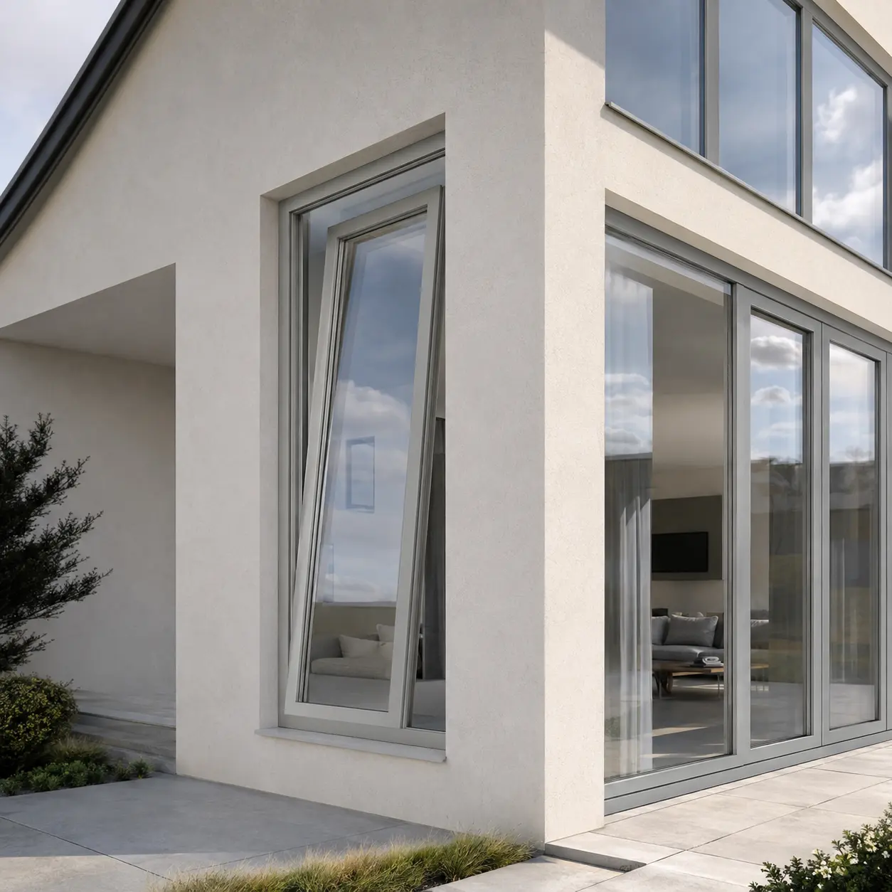RAL 9022 İnci Açık Gri boyalı PVC pencere ve Pimapen doğrama uygulaması