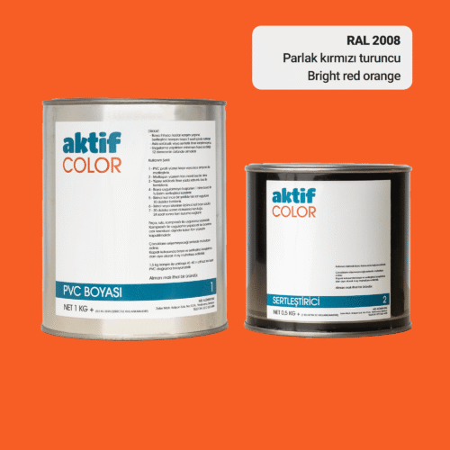 RAL 2008 Parlak Kırmızı Turuncu PVC Boyası – 1 kg Boya + 0,5 kg Sertleştirici