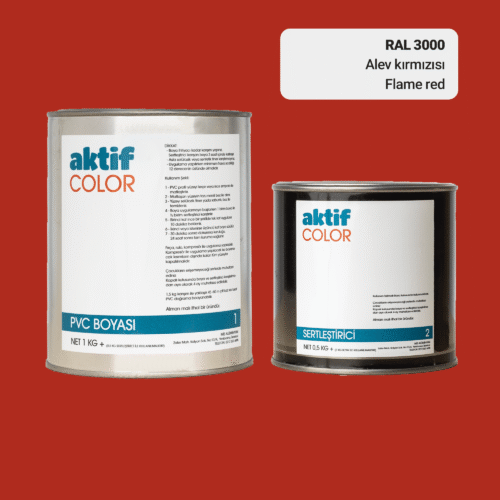 RAL 3000 Alev Kırmızısı PVC Boyası – 1 kg Boya + 0,5 kg Sertleştirici