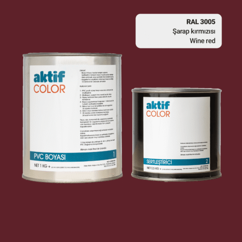 RAL 3005 Şarap Kırmızısı PVC Boyası – 1 kg Boya + 0,5 kg Sertleştirici