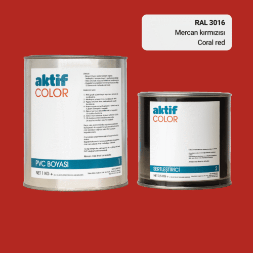 RAL 3016 Mercan Kırmızısı PVC Boyası – 1 kg Boya + 0,5 kg Sertleştirici