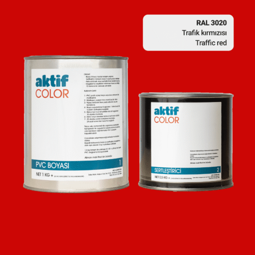 RAL 3020 Trafik Kırmızısı PVC Boyası – 1 kg Boya + 0,5 kg Sertleştirici