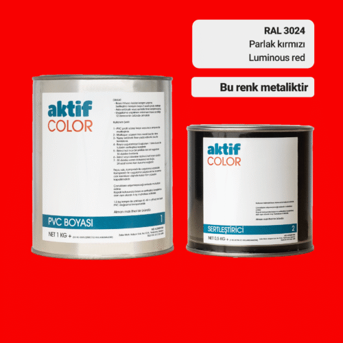 RAL 3024 Parlak Kırmızı PVC Boyası – 1 kg Boya + 0,5 kg Sertleştirici