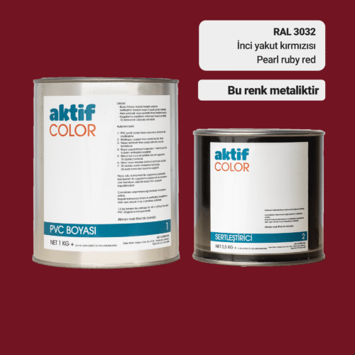 RAL 3032 İnci Yakut Kırmızısı PVC Boyası – 1 kg Boya + 0,5 kg Sertleştirici