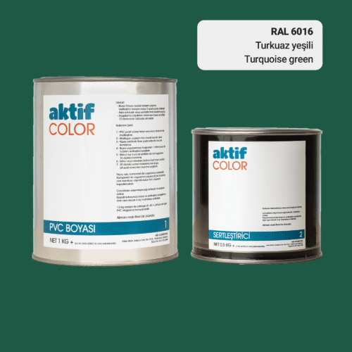 RAL 6016 Turkuaz Yeşili PVC Boyası – 1 kg Boya + 0,5 kg Sertleştirici