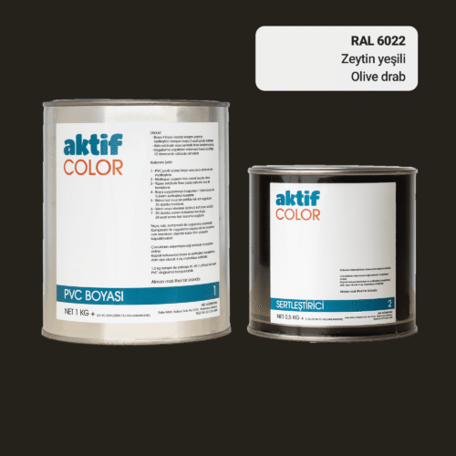 RAL 6022 Zeytin Yeşili PVC Boyası – 1 kg Boya + 0,5 kg Sertleştirici