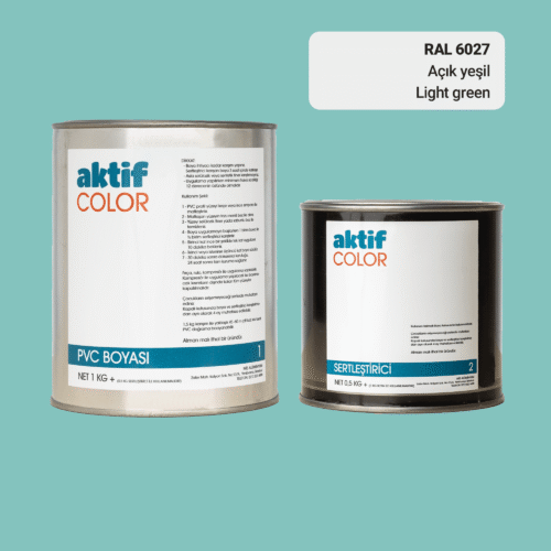 RAL 6027 Açık Yeşil PVC Boyası – 1 kg Boya + 0,5 kg Sertleştirici