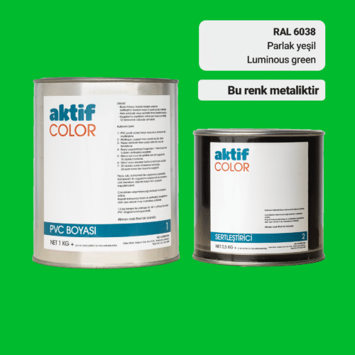 RAL 6038 Parlak Yeşil PVC Boyası – 1 kg Boya + 0,5 kg Sertleştirici