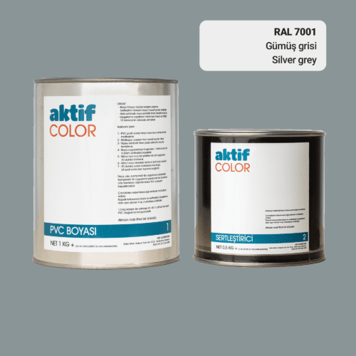 RAL 7001 Gümüş Grisi PVC Boyası – 1 kg Boya + 0,5 kg Sertleştirici