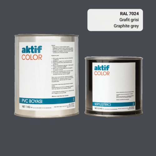 RAL 7024 Grafit Grisi PVC Boyası – 1 kg Boya + 0,5 kg Sertleştirici