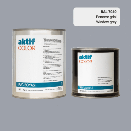 RAL 7040 Pencere Grisi PVC Boyası – 1 kg Boya + 0,5 kg Sertleştirici