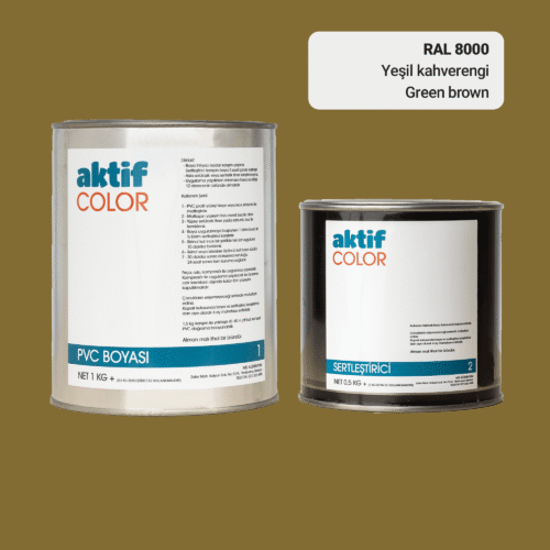 RAL 8000 Yeşil Kahverengi PVC Boyası – 1 kg Boya + 0,5 kg Sertleştirici