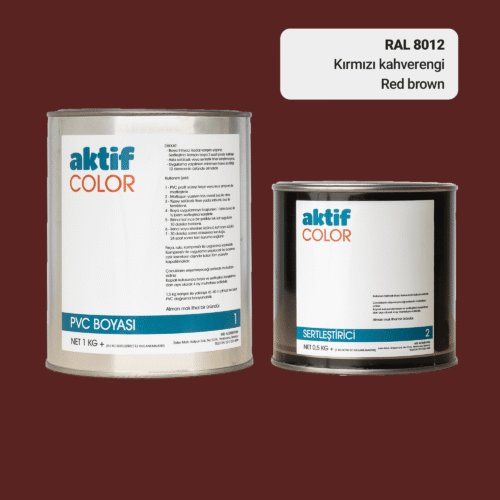 RAL 8012 Kırmızı Kahverengi PVC Boyası – 1 kg Boya + 0,5 kg Sertleştirici