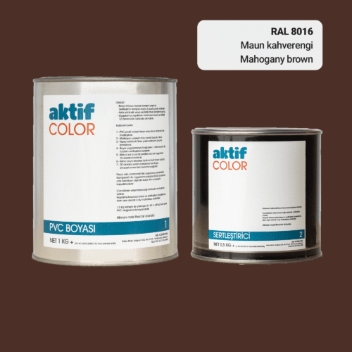 RAL 8016 Maun Kahverengi PVC Boyası – 1 kg Boya + 0,5 kg Sertleştirici