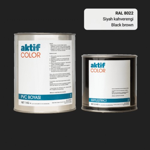 RAL 8022 Siyah Kahverengi PVC Boyası – 1 kg Boya + 0,5 kg Sertleştirici