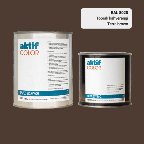 RAL 8028 Toprak Kahverengi PVC Boyası – 1 kg Boya + 0,5 kg Sertleştirici