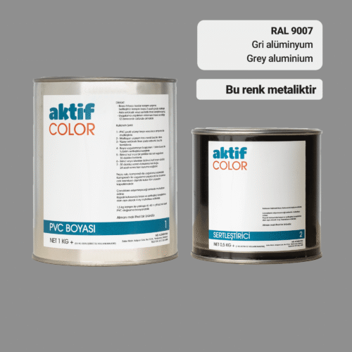 RAL 9007 Gri Alüminyum PVC Boyası – 1 kg Boya + 0,5 kg Sertleştirici