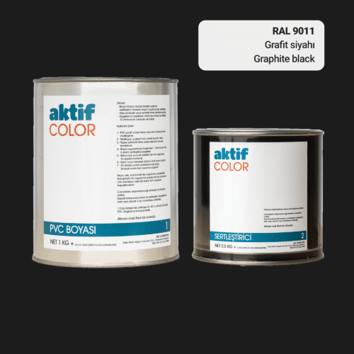 RAL 9011 Grafit Siyahı PVC Boyası – 1 kg Boya + 0,5 kg Sertleştirici