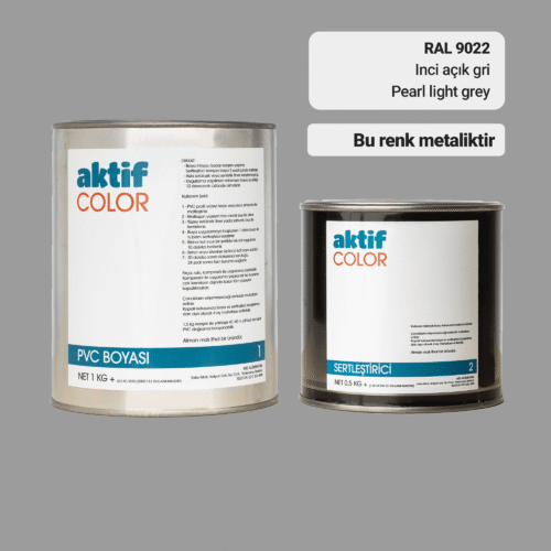 RAL 9022 İnci Açık Gri PVC Boyası – 1 kg Boya + 0,5 kg Sertleştirici